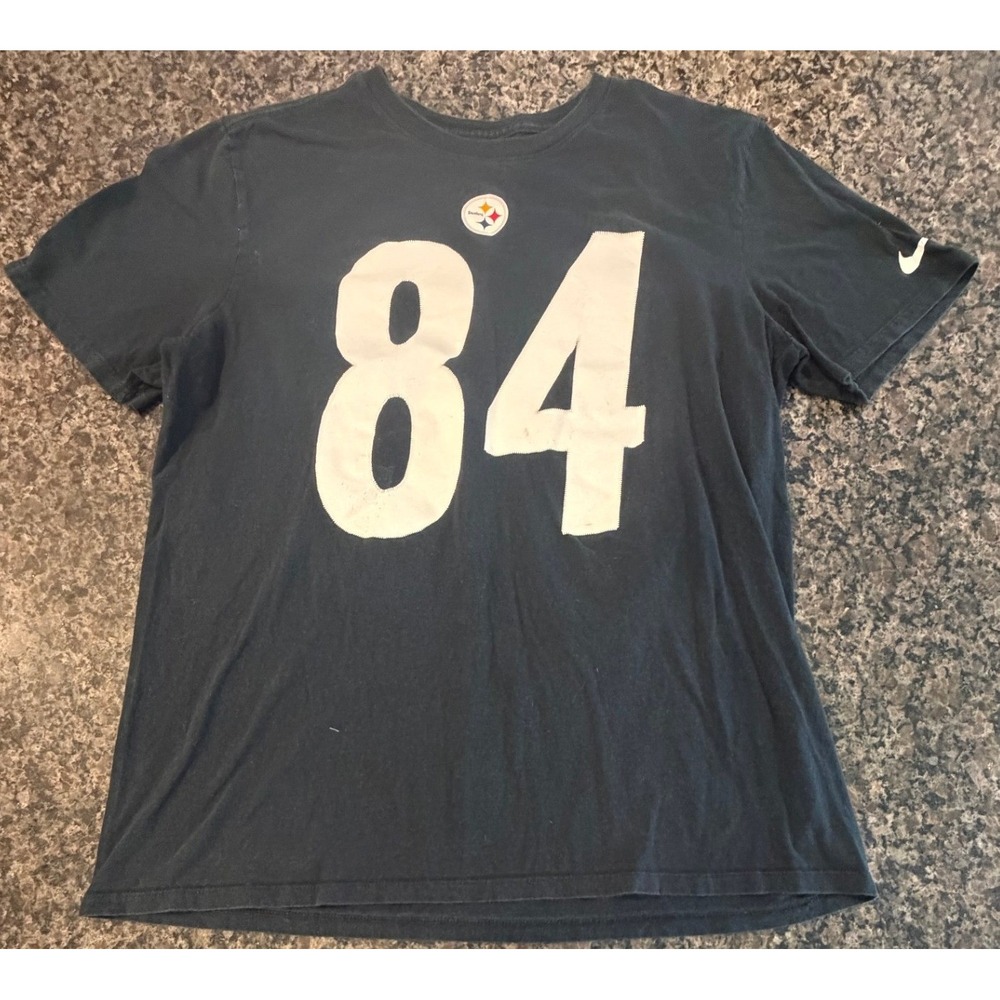 Nike Pittsburgh Steelers Antonio Brown 84 T-Shirt Mens Large Black Athletic Cut